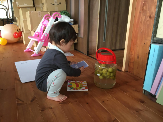 梅シロップをつけました。梅の処理が大変だったな〜