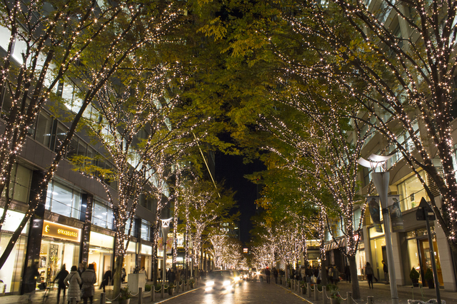子どもと歩く夜の街は、昼間とまた違った風景です。まるで遠くの国へ来たみたい！
