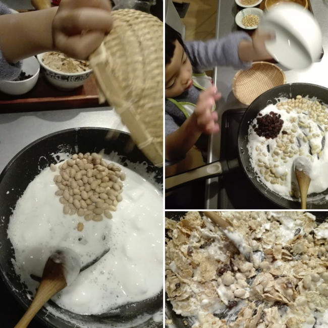 簡単な作業なので、ママは火に注意しながらみているだけ！